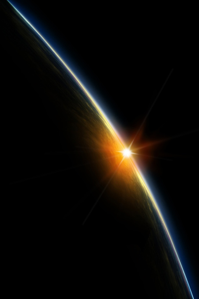Восход солнца из космоса обои для IPhone