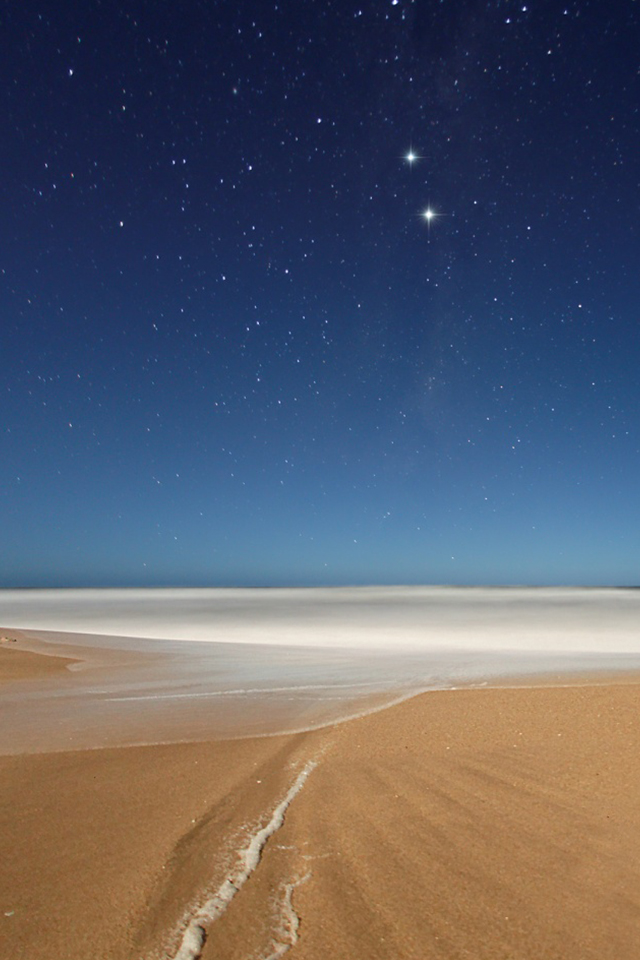 Две звезды над пляжем обои для IPhone