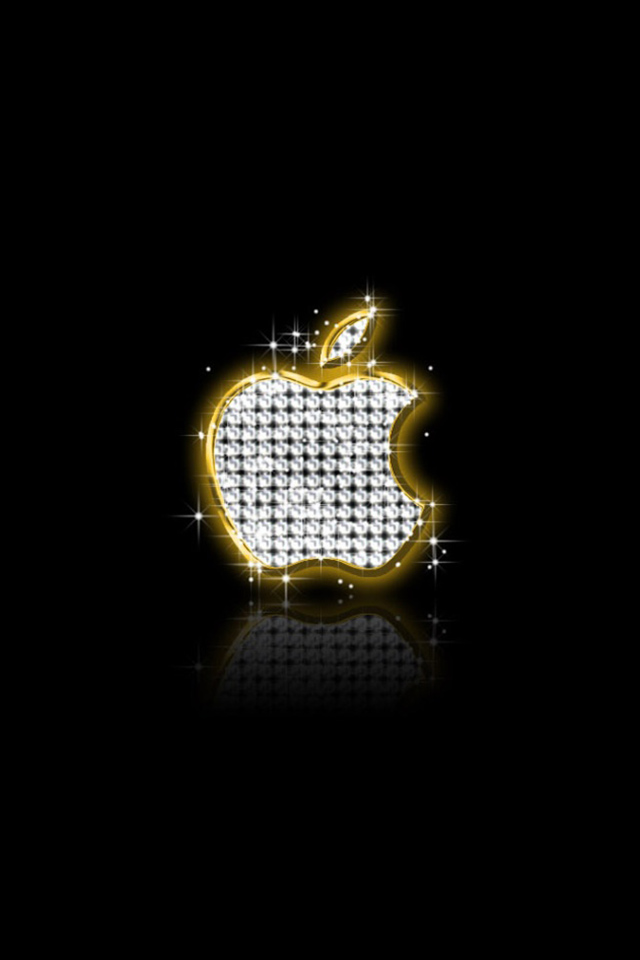 Бриллиантовый логотип  Apple - обои для Iphone